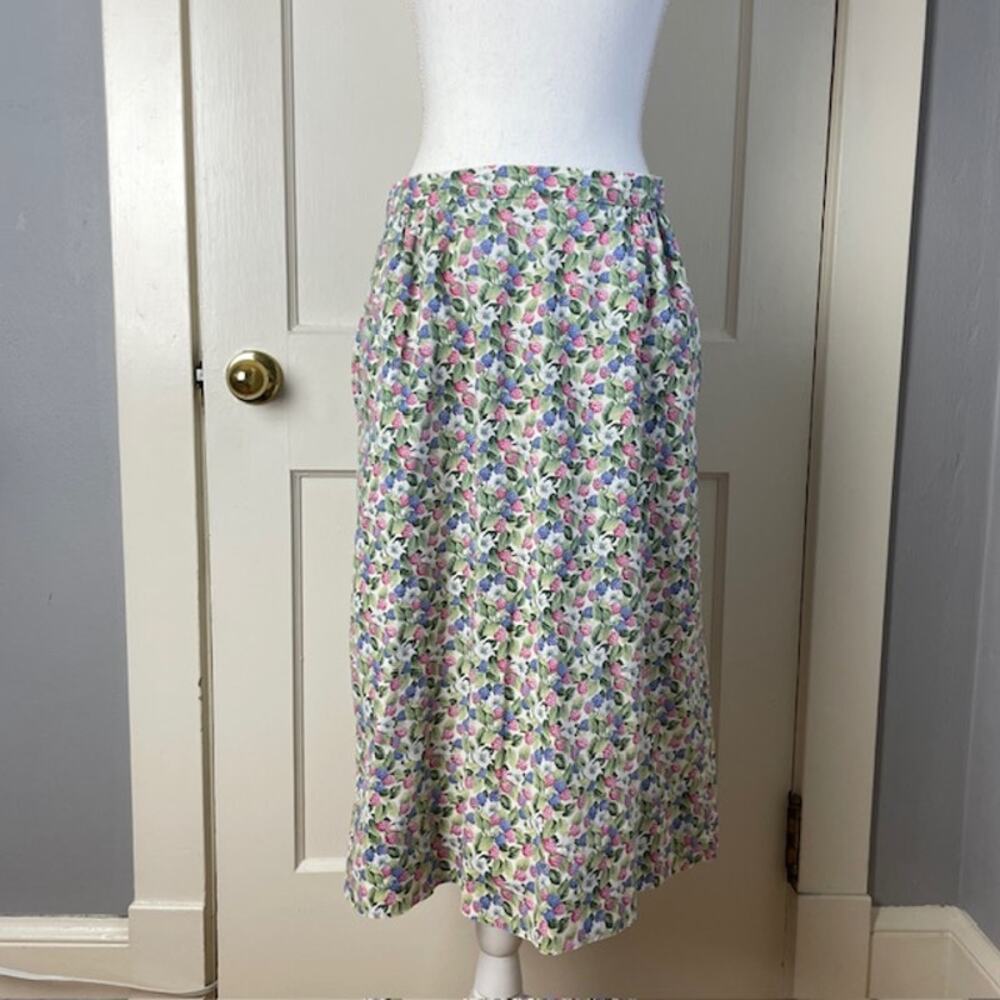 Margaret Smith Berry Print Midi Skirt Cottagecore Garden Floral Size 12 USA